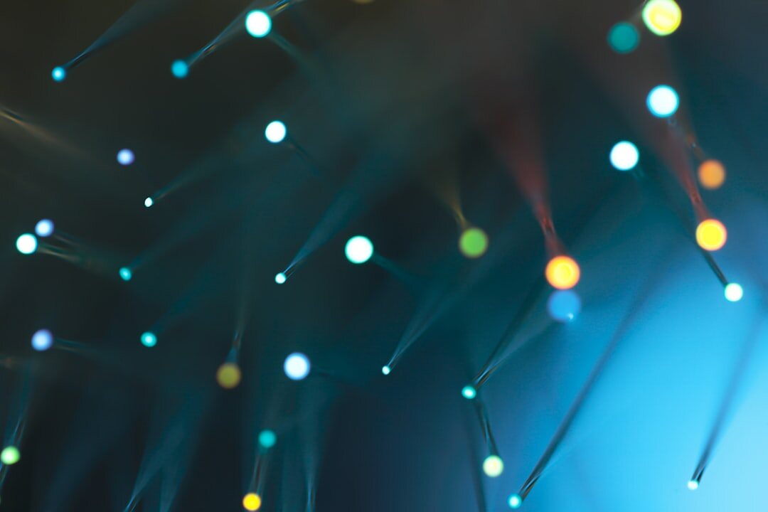 Abstract AI neural network visualization with glowing nodes