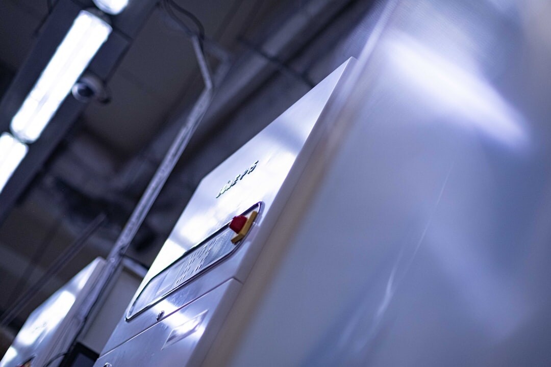 Modern industrial robot arm in a factory