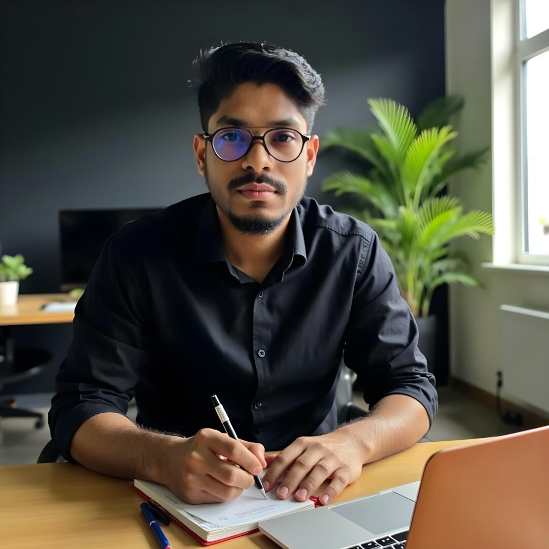 Professional man with glasses in tech environment